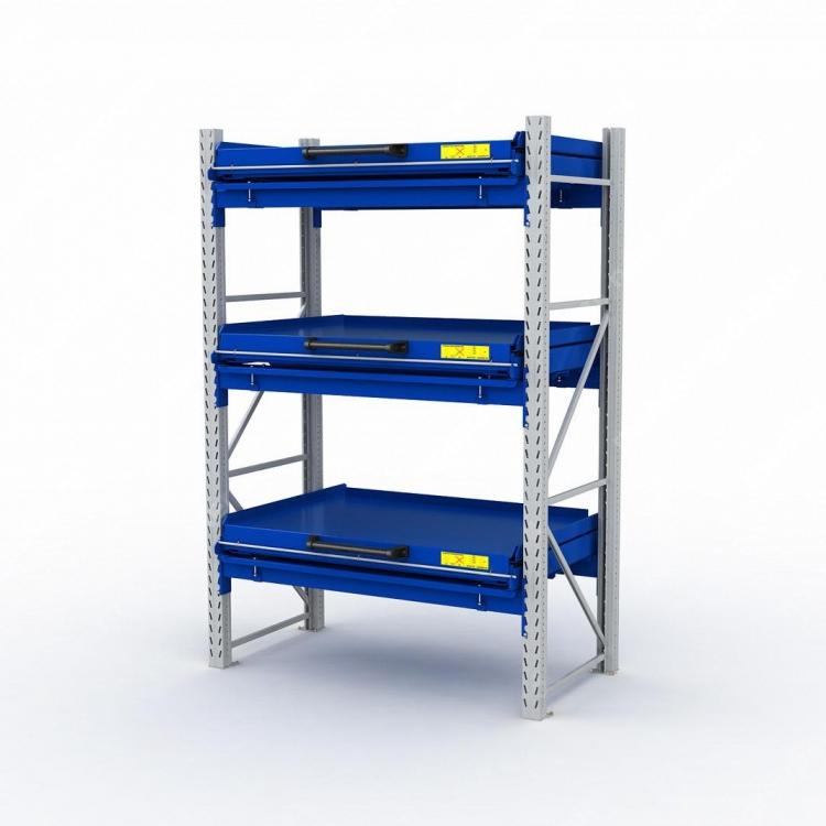 ER-00023396 Стеллаж с выкатными платформами S-HEAVY 1000/1300 (3 яруса хранения)