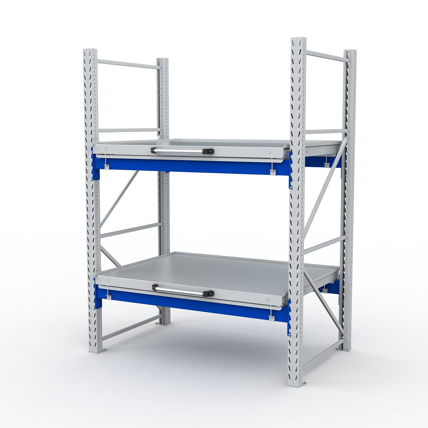 ER-00033507 Стеллаж с выкатными платформами S-HEAVY 1000/1300 (2 яруса хранения)