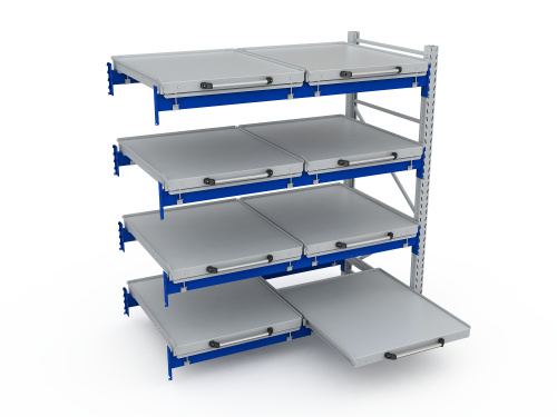 ER-00027265 Стеллаж с выкатными платформами S-HEAVY 500 (4 яруса хранения)